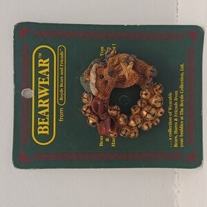 Vintage Boyds Bear 1994 BearWear Holiday Wreath Pin Elliot On The Jingle Wreath